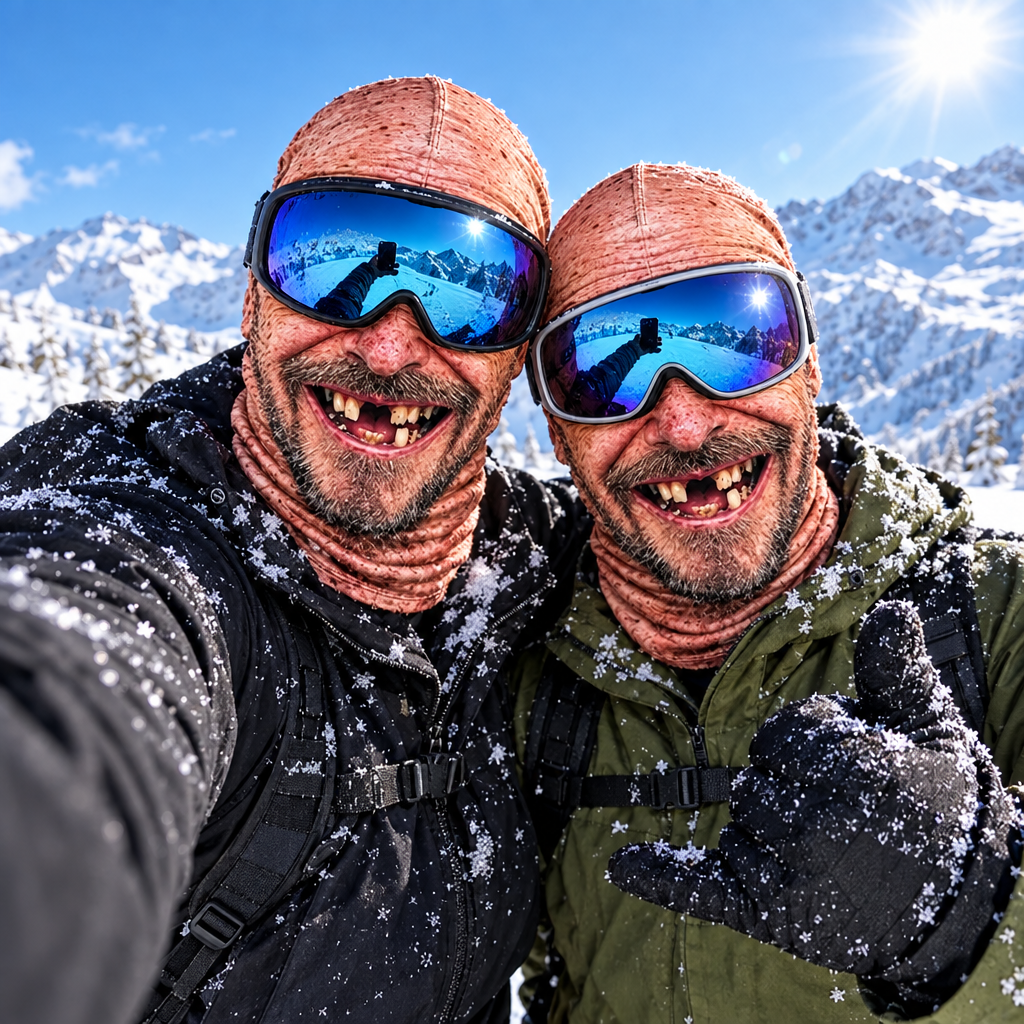 Two friends in Party Uncle balaclavas
